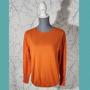 Luisa Spagnoli Orange Virgin Wool Knit Crewneck Sweater